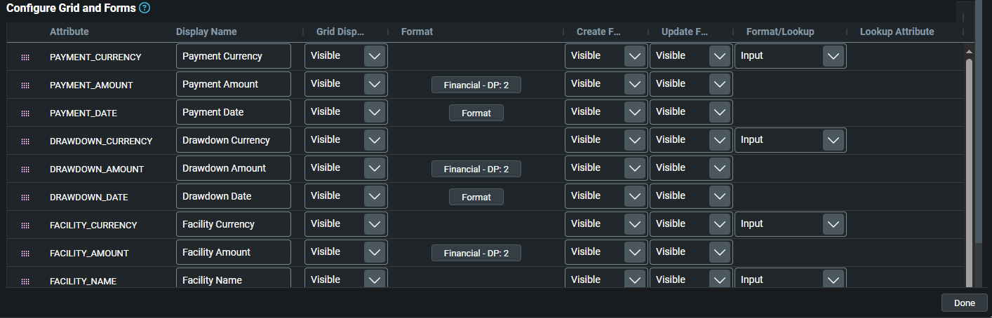 Configuring the attributes in a form