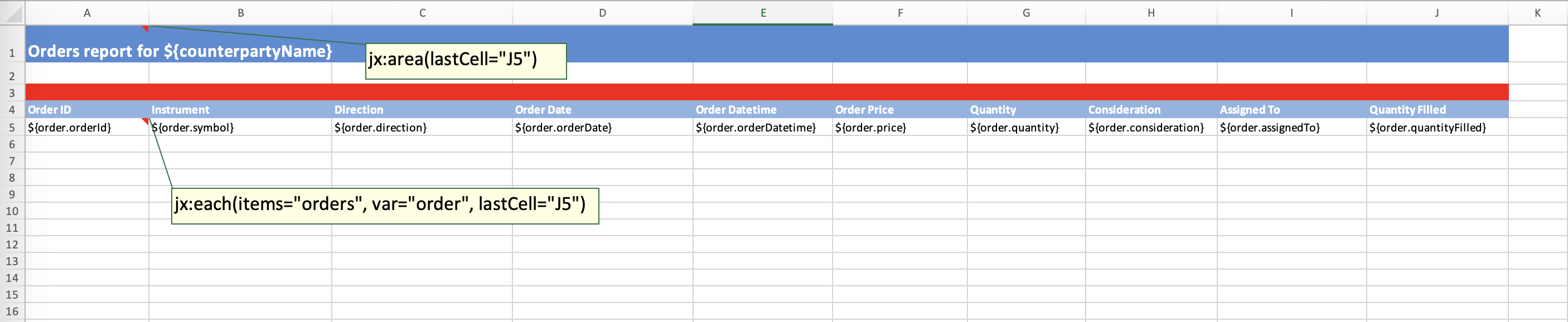 JXLS Template Example