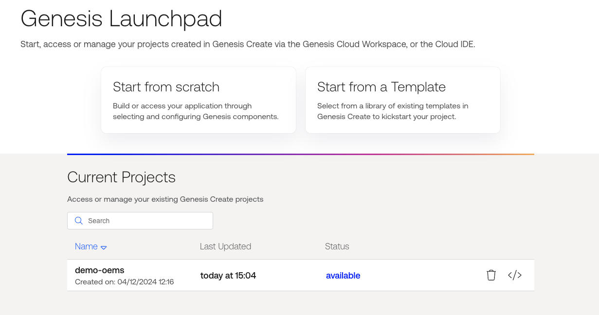 genesis Launchpad projects