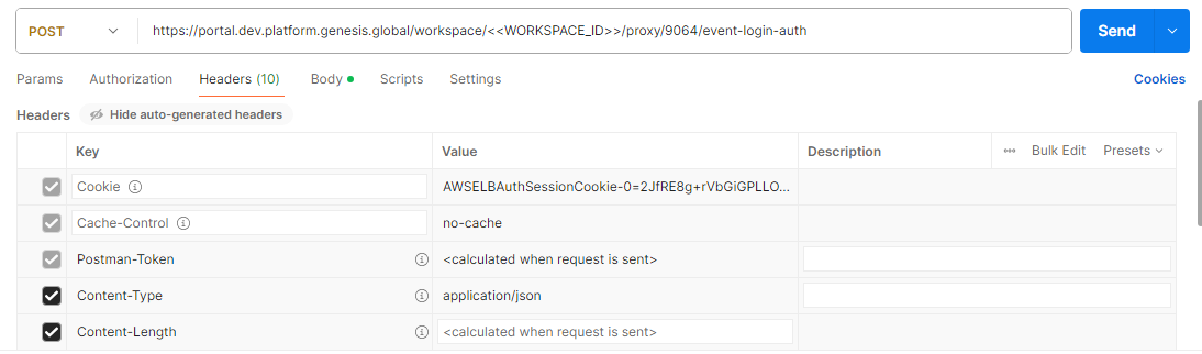 Postman token header