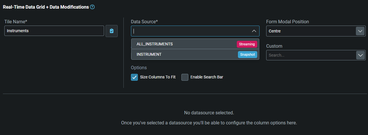 Selecting Data Source