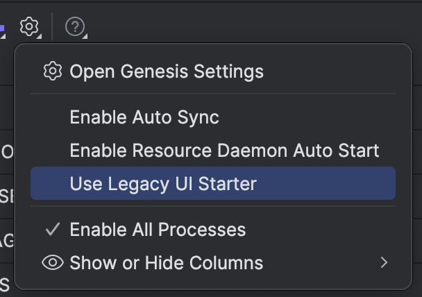 legacy ui starter in settings